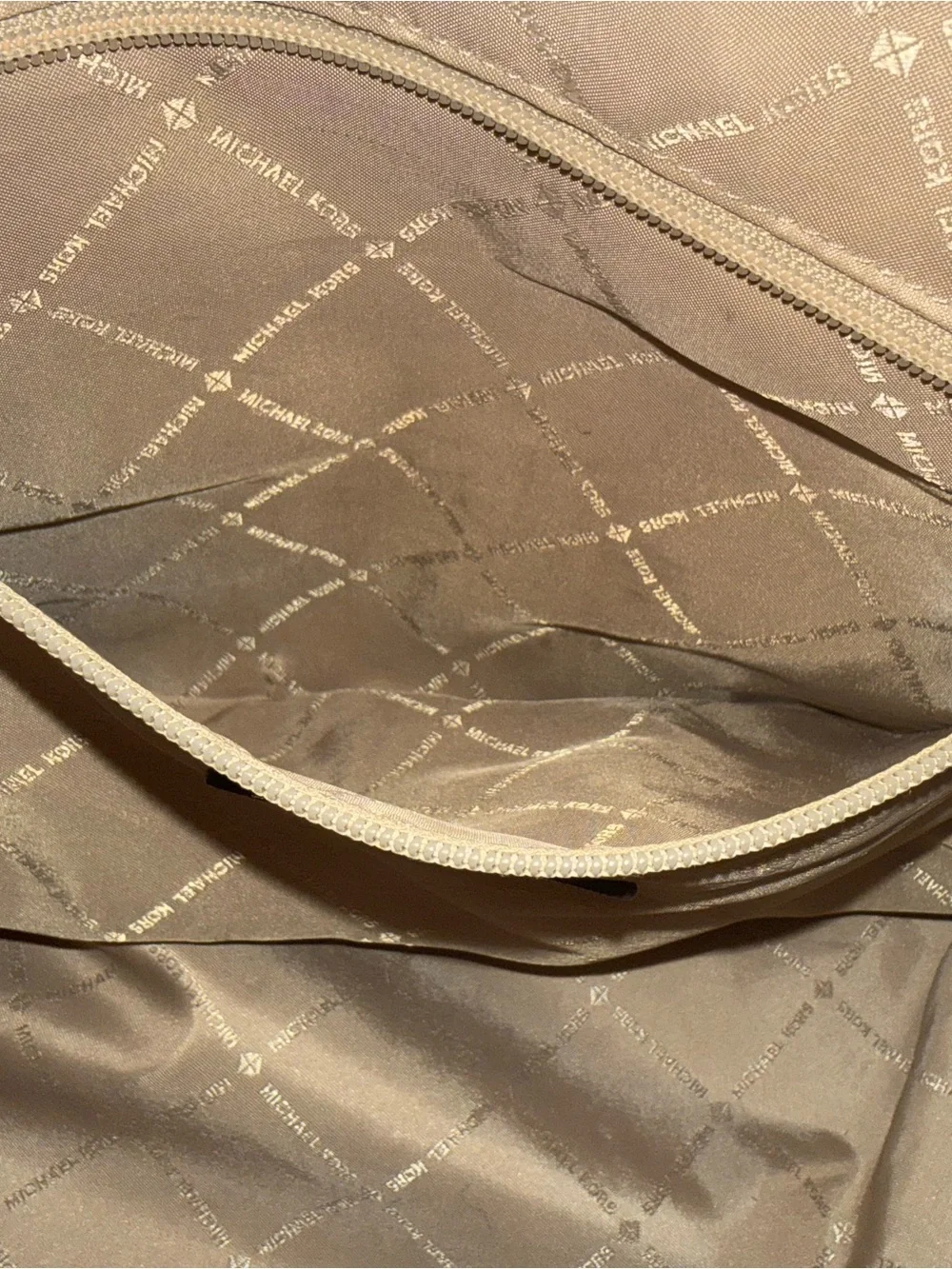 Michael Kors Beige and Tan Snake-Accent Wristlet